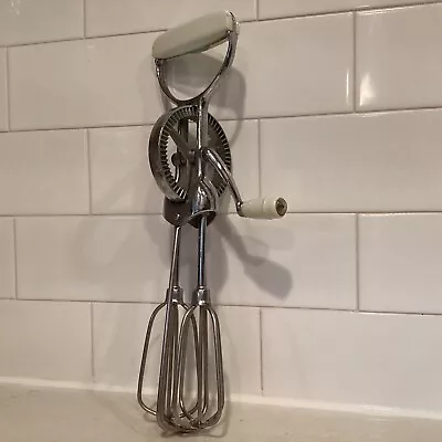 Vintage Egg Beater Manual Crank EKCO BEST Hand Mixer Blender Stainless UEC • $15