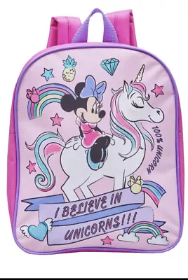 Official Disney Minnie Mouse Unicorn Girls Kids School Bag Back Pack RackSack • £9.99