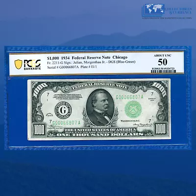 Fr.2211-G 1934 $1000 One Thousand Dollars FRN Chicago PCGS About UNC 50 #66807 • $5199.55