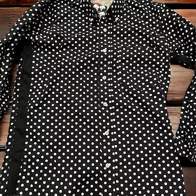 Bitter Cloth Shirt Mens Button Up Black Polka Dot Long Sleeve READ • $12