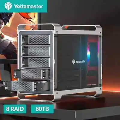 Yottamaster 4 5Bay RAID USB3.0 TypeB Hard Drive Enclosure RGB For 2.5  3.5  SATA • £165.99