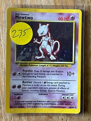 Mewtwo 10/102 Base Set Holo Rare Vintage 1999 Pokemon Card LP-EX • $19.99