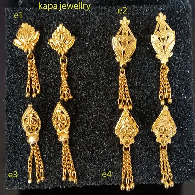 22 Ct Gold Plated Earrings Indian Ethnic Jewellery Hoop Creole Earring  • £7.99