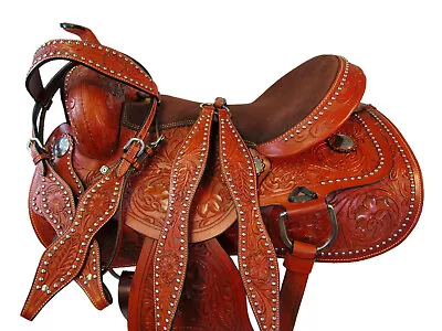 Pro Western 16 17 Pleasure Tooled Leather Horse Trail Barrel Racing Show Tack • $355.26