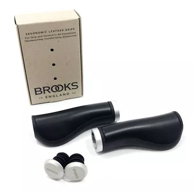 Brooks Ergonomic Grips Leather Locking 130mm Black • $61.88