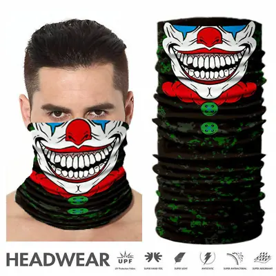 Skulls Clown Joker UV Protection Face Mask Neck Gaiter Scarf Reusable Balaclava • $1.99