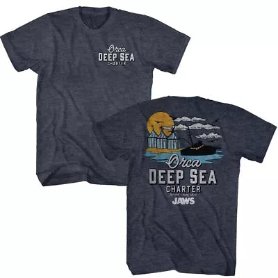 Jaws Orca Charters Illustrated Navy Heather Movie Shirt • $31.50