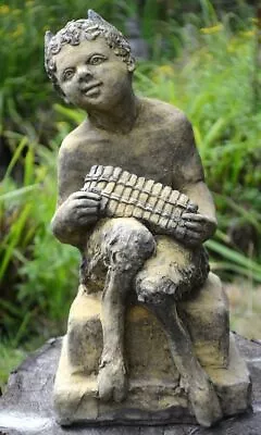 Pan Puck Faunus Statue Stone Garden Ornament Pan Playing His Pipes 43cm/17 ... • £54.99