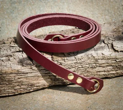 36 Inch 10mm Hand Made Burgundy Leather Camera Strap With Brass Rivets And Rings • £13.49