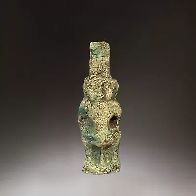Ancient Egyptian Glazed Faience God Bes Standing Statue • £0.99