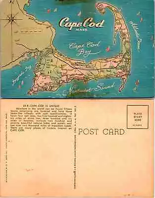 USA Cape Cod Map Vintage Postcard • $5.85