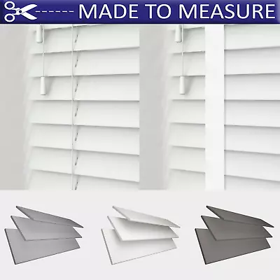 £201.99 • Buy Real Wood Made To Measure Venetian Blinds White Grey 50mm Corded