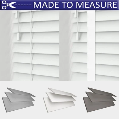 £201.99 • Buy Real Wood Made To Measure Venetian Blinds White Grey 50mm Corded