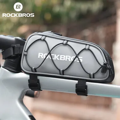 ROCKBROS Bike Top Tube Bag Easy Install Reflective Adjustable Storage Bag 0.9L • $18.99