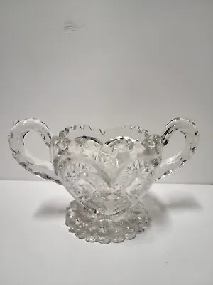 Vintage Heavy Cut Glass/Crystal Owl-like/Heart Pattern Sugar Bowl • $20