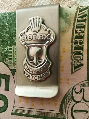 Vintage Hand Crafted Silver Plated ROLEX Bucherer Watches Money Clip • $59