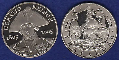 Great Britain 2005 Proof £5 Coins X2 HMS Victory & Lord Nelson  (Ref. T6144) • £30