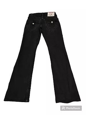 30x33 True Religion Ricky Flap Black Denim Pants Straight Jeans Horse Shoe Logo • $49.99