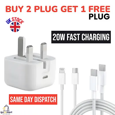 For IPhone 15 14 13 12 11 Pro X XS Fast Charging 20W USB-C PD Plug Charger Cable • £8.99