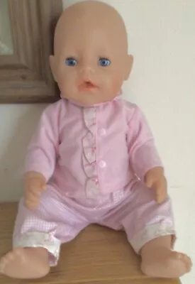 $8.54 • Buy Lovely Clean Blue Eyed Zapf Creations Baby Born Doll In Cute Pink 2 Piece Outfit