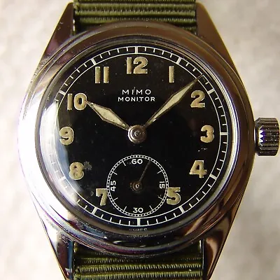 WWII ERA Mens MIMO MONITOR Otto Graef MILITARY VINTAGE WRISTWATCH Good Condition • $699