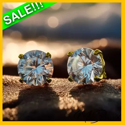 1.70CTW Round Brilliant Cut Stud Earrings In 14K Yellow Gold NOW ON SALE!!! • $89.99