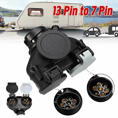 £9.85 • Buy 13 Pin To 7 Pin Trailer Board Extension Adaptor Socket Plug Caravan Towing Black