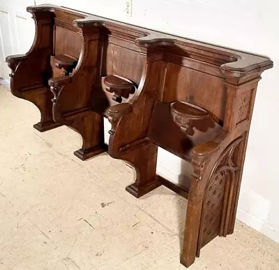 Antique French Gothic Revival Oak Wood Church Choir Bench/Chair • $1950