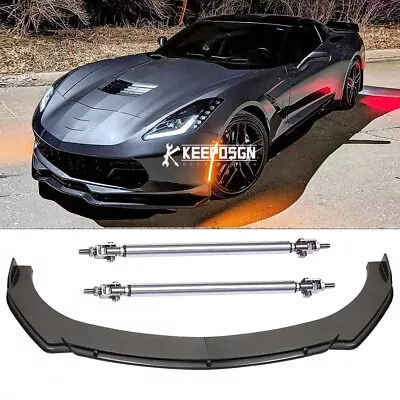 Carbon Fiber Look Front Bumper Spoiler Splitter Lip For Chevrolet Corvette C5 C7 • $109.11