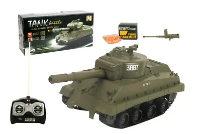 Rc Tank Radio Remote Control Bb Tank Bb Bullets Shooting 1:30 Green  Silver • $23.99