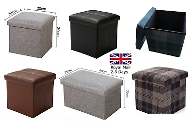 Ottoman Storage Seat Stool Trunk Toy Chest Bedding Or Blanket Box Folding Bench • £14.39