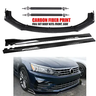 For VW Passat R 2010-2022 Strut Rod Side Skirt Front Bumper Lip Spoiler Splitter • $169.99