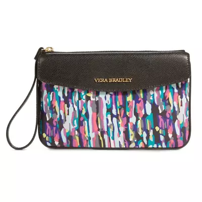 Vera Bradley Watercolor Brush Strokes Envelope Wristlet Pouch Clutch Bag Black • $19.95