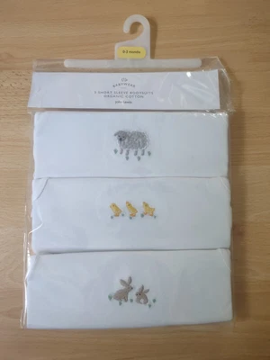 £6.99 • Buy JOHN LEWIS Set Of 3 Short Sleeve Bodysuits ORGANIC Cotton Age 0 - 3 Months Baby