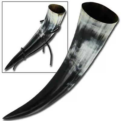 Bovine Drinking Horn With Stand - Medieval Viking Norwegian Ceremonial Horn • $28.19