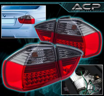 For 2005-2008 BMW 3-Series E90 4DR Sedan Red Smoke Lens LED Tail Light Lamps Set • $175.99