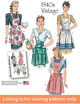 SEWING PATTERN Sew Apron Womens Full Half - Vintage Style 40s 50s Fifties 10159 • $9.49