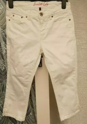 760.  Oasis - Size 10 W 30  - White Cropped Summer Denim Jeans / Trousers • £11.99