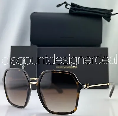 DOLCE & GABBANA Square Sunglasses DG 4422 502/13 Havana Gold Frame Brown Lens • $109.99