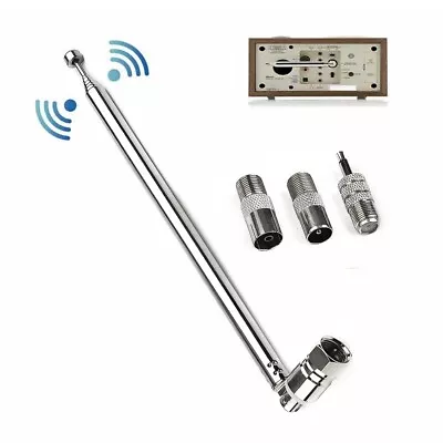 Telescopic DAB FM Radio Aerial With 3 Adapter HiFi AV Receiver Mini System NEW • £5.98