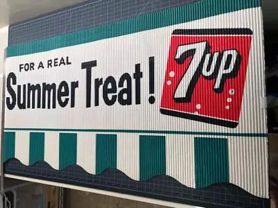 Vintage 1950's 7UP Soda Store Display BANNER Display Sign LARGE Corrugated Paper • $79.95