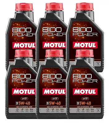 Motul 6 Liter 8100 POWER SAE 5W-40 100% Synthetic Ester Engine Oil 6 X 1L • $89.95