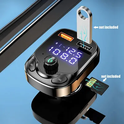 Bluetooth 5.0 FM Transmitter 2 USB Fast Charger QC 3.0 Car Charger Parts • $8.99