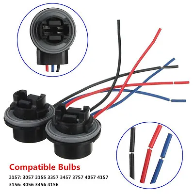 Pair 3157 4157NA Bulb Socket Brake Turn Signal Light Harness Wire LED Tail Plug • $13.50