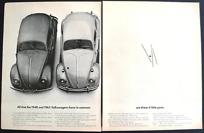 1965 VW Type 1 Beetle And 1948 VW Bug  4 LIttle Parts  Vintage 2-Page Print Ad • $9.95
