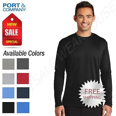 Port & Company Mens Dri-Fit Long Sleeve Workout UPF50 Protection T-Shirt PC380LS • $11.09