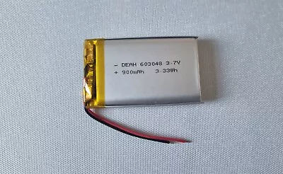 3.7V 900mAh LiPo Lithium Polymer Rechargeable 603048 Battery:  GBA DS Makho DIY • £12.99