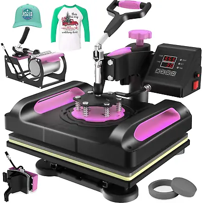  5 In 1 Heat Pressing Machine Sublimation Combo For T Shirts Mugs Hat Plate Cap • $242.99