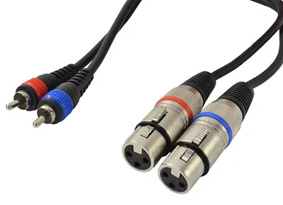 Dual Phono RCA To XLR Female Leads – 1.5m Or 3m Cable Length • £5.95