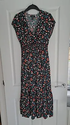 New Look Maternity Black Floral Midi Wrap Dress - Size 10 - Used • £6